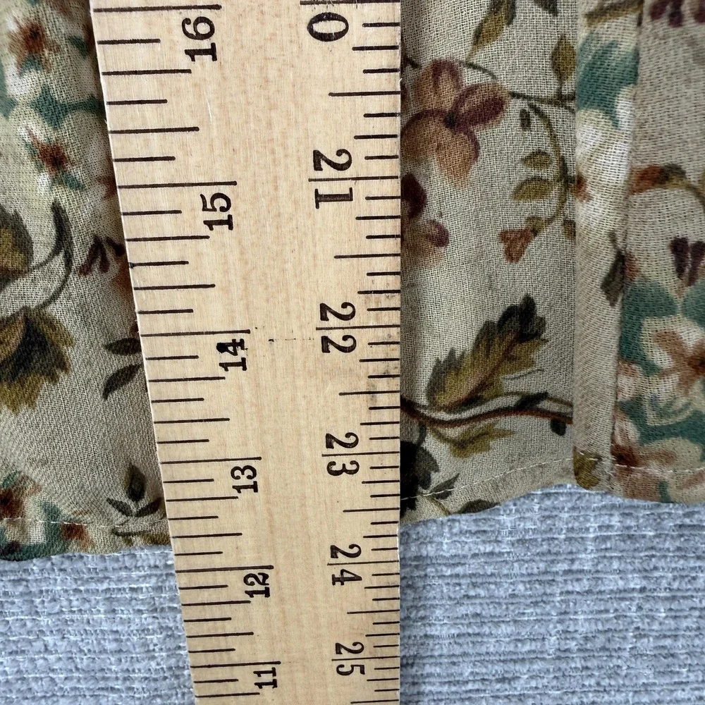 Double D Ranch Button-Up Womens XS Beige Floral Chiffon Lightweight Long Sleeve - Picture 7 of 13